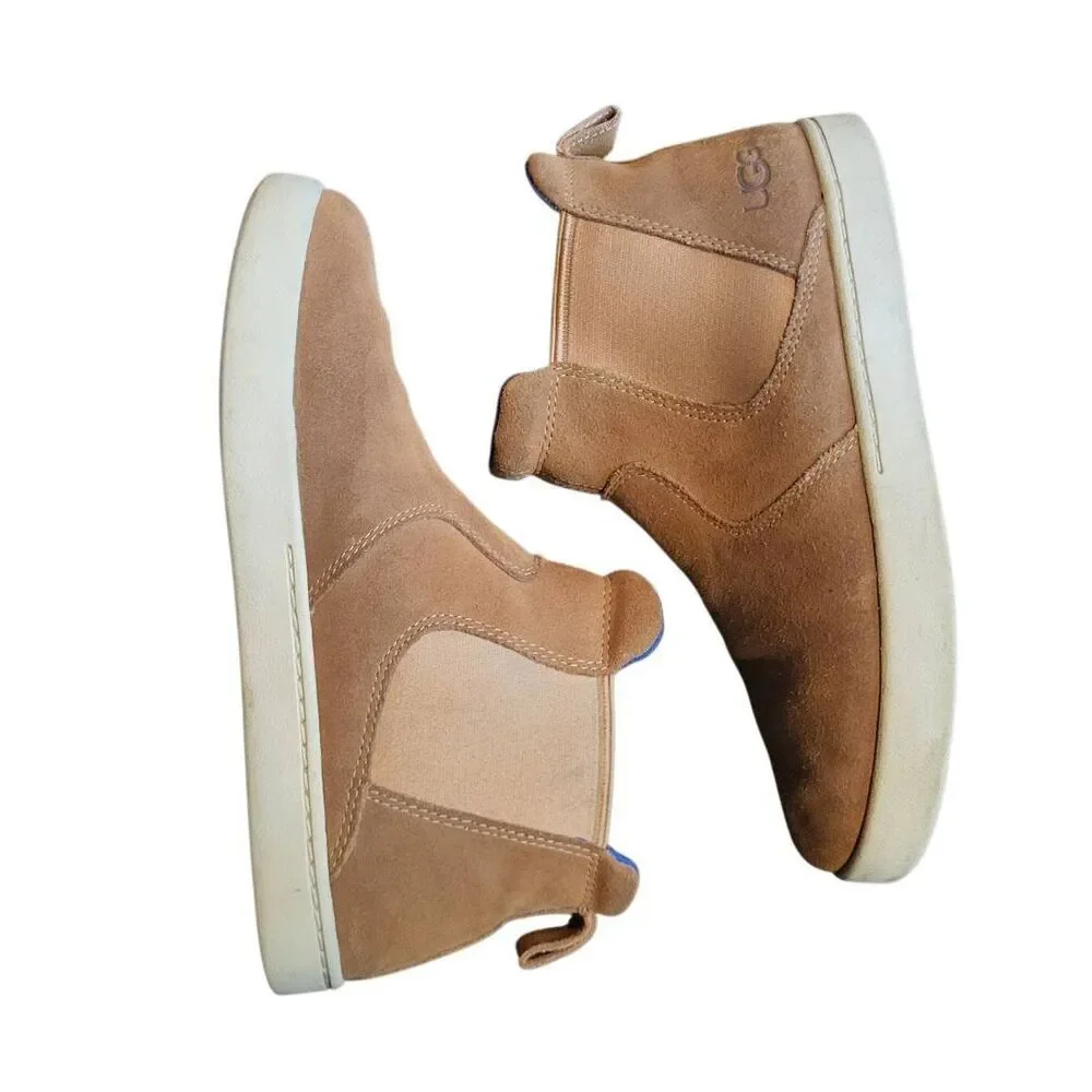 UGG Boots Youth 5 Tan Suede Leather Hamden II Chelsea Shoes Kids Pull On